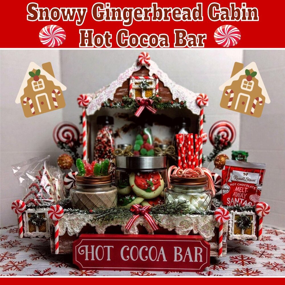 Snowy Gingerbread Cabin Hot Cocoa/ Coffee/ Treat Station Bar